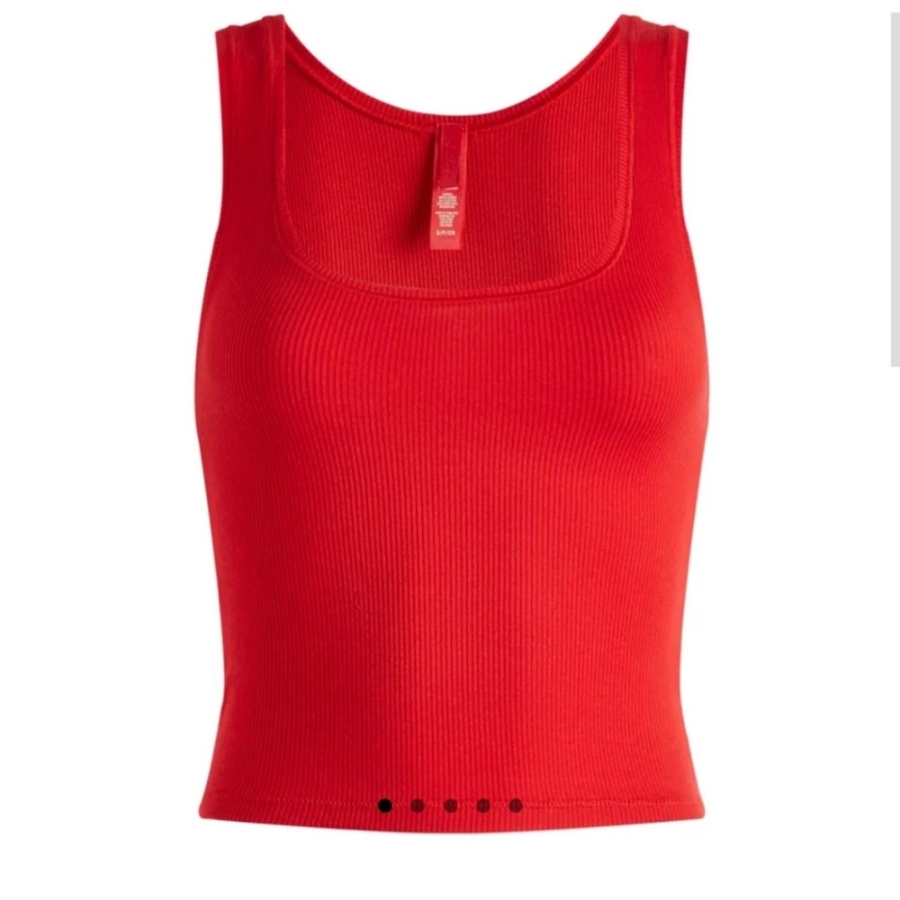 Skims Stretch Cotton Rib Tank in red size small